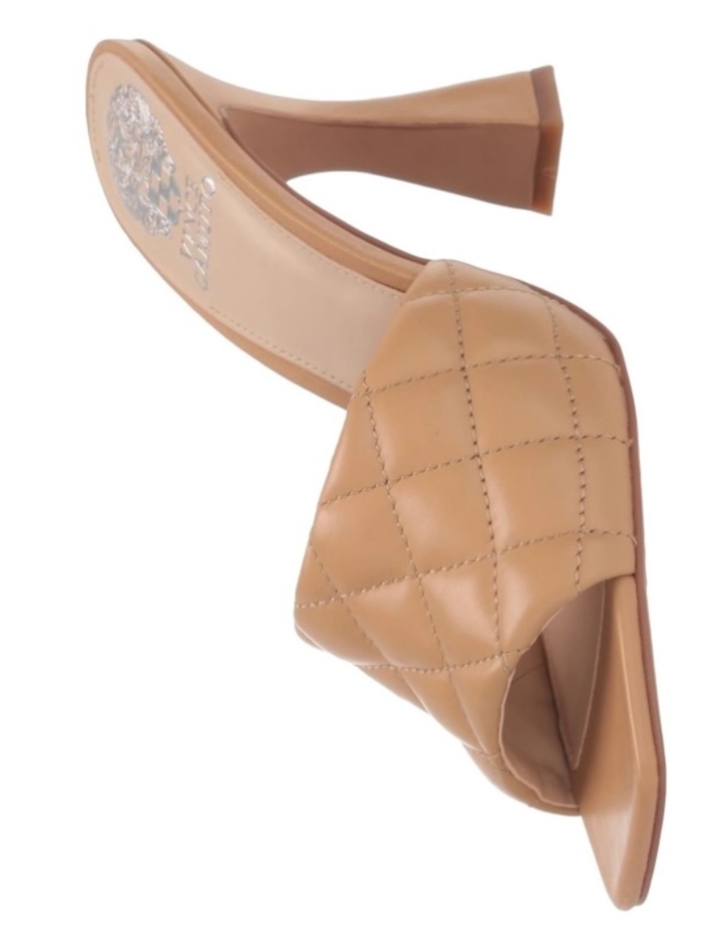 Vince Camuto~Reselm Tan Quilted Leather Mule Slide~ Size 6M Square Toe Sandals